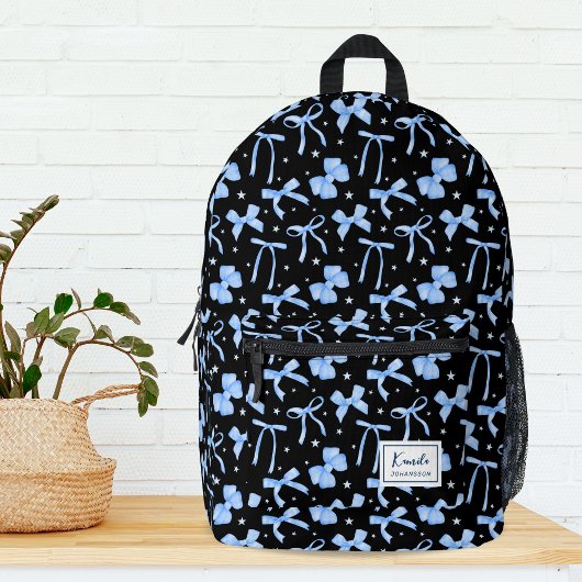Black Coquette Bow Custom Name  Printed Backpack プリントバックパック
