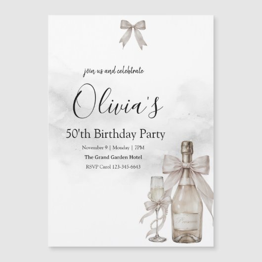 Black Coquette Minimalist Elegant 50th Birthday (正面)