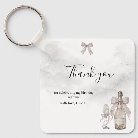 Black Coquette Minimalist Elegant 50th Birthday キーホルダー (正面)