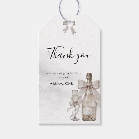 Black Coquette Minimalist Elegant 50th Birthday ギフトタグ (正面)