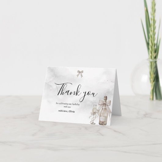 Black Coquette Minimalist Elegant 50th Birthday サンキューカード (正面)