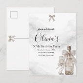 Black Coquette Minimalist Elegant 50th Birthday シーズンポストカード (正面/裏面)