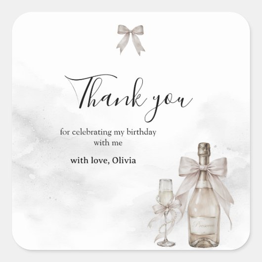 Black Coquette Minimalist Elegant 50th Birthday スクエアシール (正面)