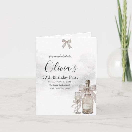 Black Coquette Minimalist Elegant 50th Birthday ノートカード (正面)