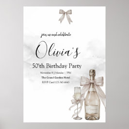 Black Coquette Minimalist Elegant 50th Birthday ポスター