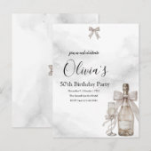 Black Coquette Minimalist Elegant 50th Birthday ポストカード (正面/裏面)