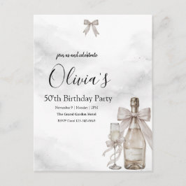 Black Coquette Minimalist Elegant 50th Birthday ポストカード