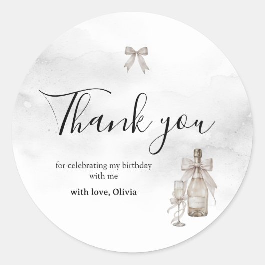 Black Coquette Minimalist Elegant 50th Birthday  ラウンドシール (正面)