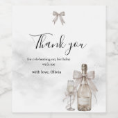 Black Coquette Minimalist Elegant 50th Birthday ワインラベル (シングルラベル)