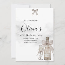 Black Coquette Minimalist Elegant 50th Birthday