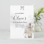 Black Coquette Minimalist Elegant 50th Birthday 案内状 (スタンド正面)