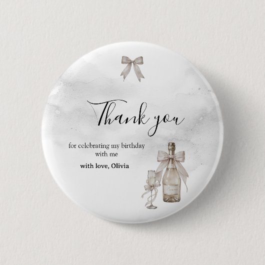 Black Coquette Minimalist Elegant 50th Birthday 缶バッジ (正面)