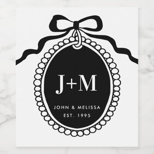 Black Coquette Monogram Charm ワインラベル (シングルラベル)