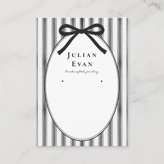 Black Coquette Preppy Stripe Jewelry Display 名刺 (正面)