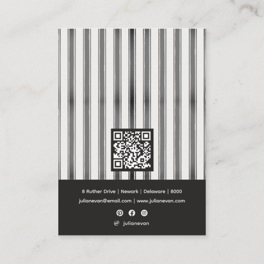 Black Coquette Preppy Stripe Jewelry Display 名刺 (裏面)