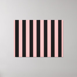 Black & Coral Pink Striped Canvas Wall Art キャンバスプリント