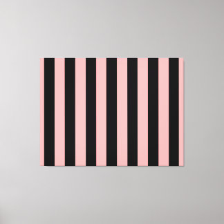 Black & Coral Pink Striped Canvas Wall Art キャンバスプリント