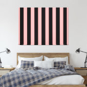 Black & Coral Pink Striped Canvas Wall Art キャンバスプリント (インサイチュ (寝室))