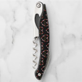Black corkscrew with a pink and red heart ソムリエナイフ (正面)