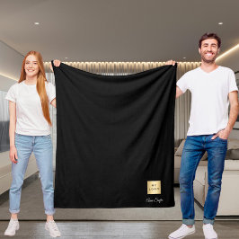 Black corporate logo custom company name script フリースブランケット