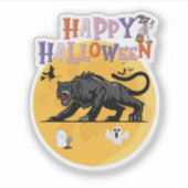 black cougar on halloween night シール (正面)