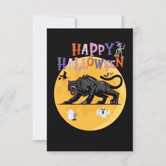 black cougar on halloween night invitation card (正面)