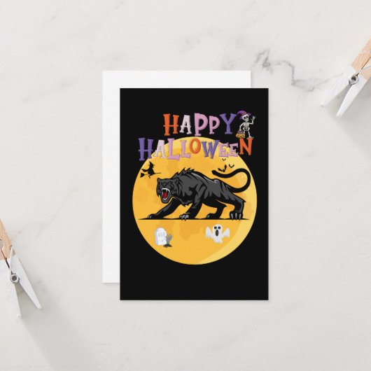 black cougar on halloween night invitation card (正面/裏面インサイチュ)