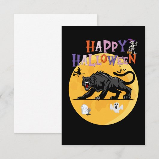 black cougar on halloween night invitation card (正面/裏面)