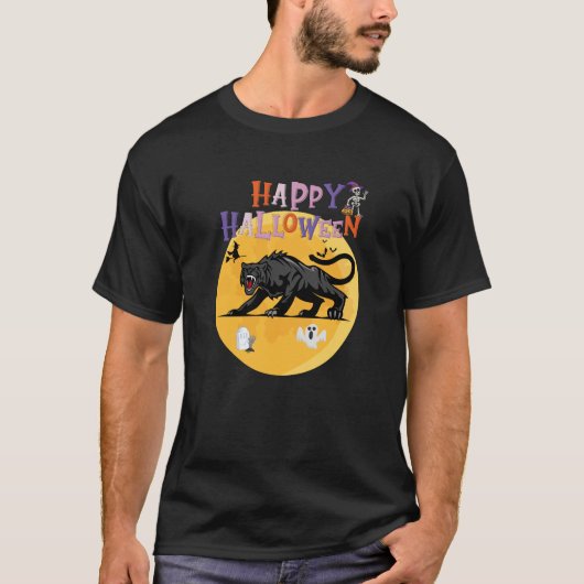 black cougar on halloween night tシャツ (正面)