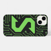 “Black Cover with Neon Green Lines Trendy iPhoneケース (裏面横)