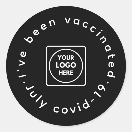Black Covid-19 Sticker | Custom Business logo ラウンドシール (正面)