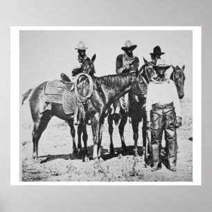 Black Cowboys at Bonham, Texas, c.1890 (b/w photo) ポスター