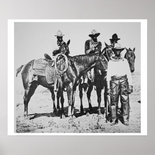 Black Cowboys at Bonham, Texas, c.1890 (b/w photo) ポスター (正面)