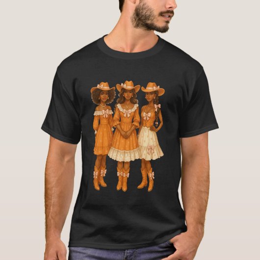 Black Cowgirl Afro American Melanin Coquette Count Tシャツ (正面)