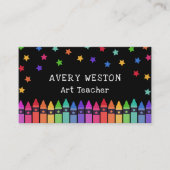 Black Crayons & Stars Teacher Kindergarten Tutor 名刺 (正面)