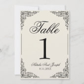 Black Cream Boho Floral Wedding Table Number 招待状 (正面)