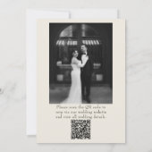 Black Cream Floral Botanical QR Code Photo Wedding 招待状 (裏面)