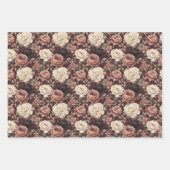 Black Cream Hearts Flowers Bows Birthday ラッピングペーパーシート (正面)