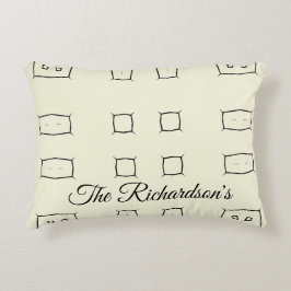 Black Cream Personalized Geometric Minimal Bedding アクセントクッション