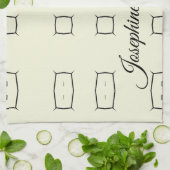 Black Cream Personalized Geometric Minimal Bedding キッチンタオル (折り畳み)