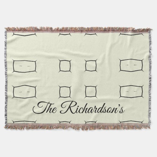 Black Cream Personalized Geometric Minimal Bedding スローブランケット (正面)