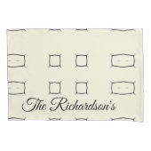 Black Cream Personalized Geometric Minimal Bedding 枕カバー (正面)