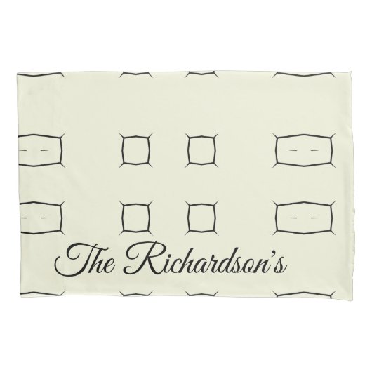 Black Cream Personalized Geometric Minimal Bedding 枕カバー (正面)