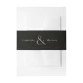 Black Cream Timeless Elegant Monogram Wedding  招待状ベリーバンド (正面例)