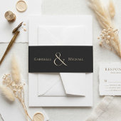 Black Cream Timeless Elegant Monogram Wedding  招待状ベリーバンド