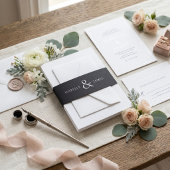 Black Cream Timeless Elegant Monogram Wedding  招待状ベリーバンド