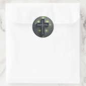 Black Cristian Cross with Green light ラウンドシール (バッグ)