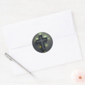 Black Cristian Cross with Green light ラウンドシール (封筒)