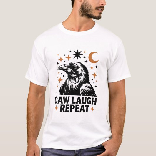 Black Crow F, Caw F, Funny Bird Dance Cool Present Tシャツ (正面)