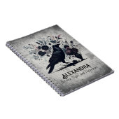 Black Crow Gothic Raven Floral Dark Academia ノートブック (右側)